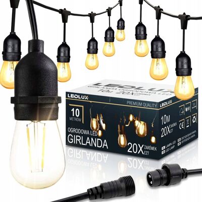 LEDLUX GIRLANDA PODWÓJNY ŻARNIK 20W 10M 10x Żarówka LED 2W IP65 OSZCZĘDNA ODPORNA LEDLUX GIRLANDA PODWÓJNY ŻARNIK 20W 10M 10x Żarówka LED 2W IP65 OSZCZĘDNA ODPORNA