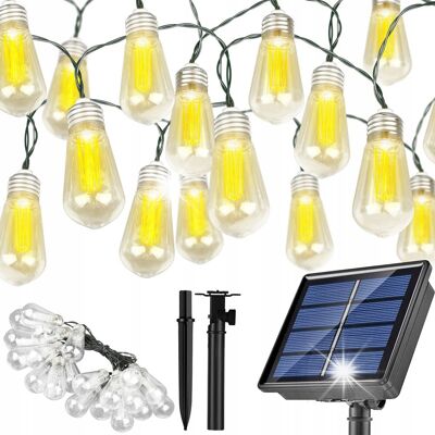 Interlook GIRLANDA ŚWIETLNA OGRODOWA LAMPKI SOLARNE ŁAŃCUCH 20 LED 6m DUŻE ŻARÓWKI Interlook GIRLANDA ŚWIETLNA OGRODOWA LAMPKI SOLARNE ŁAŃCUCH 20 LED 6m DUŻE ŻARÓWKI