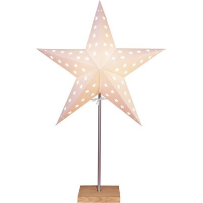 STAR TRADING Gwiazda stojąca biała LEO 65 cm wysokości drewniana podstawa wymienne żarówki LED E14 STAR TRADING Gwiazda stojąca biała LEO 65 cm wysokości drewniana podstawa wymienne żarówki LED E14