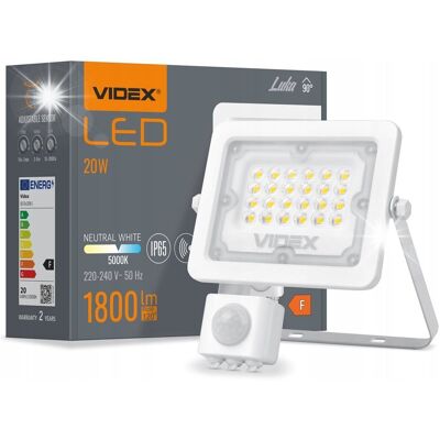HALOGEN Lampa NAŚWIETLACZ LED 20W z CZUJNIKIEM RUCHU zewnętrzny BIAŁY Videx HALOGEN Lampa NAŚWIETLACZ LED 20W z CZUJNIKIEM RUCHU zewnętrzny BIAŁY Videx