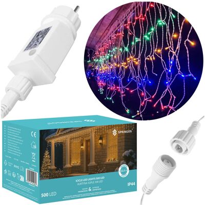 Springos Kurtyna Świetlna 500 Led Girlanda, Lampki Wewnętrzno-Zewnętrzne Sople Multikolor Springos Kurtyna Świetlna 500 Led Girlanda, Lampki Wewnętrzno-Zewnętrzne Sople Multikolor