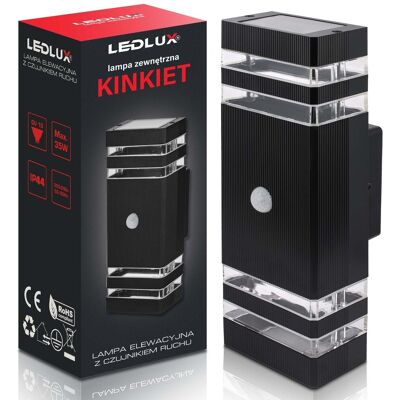 LEDLUX Lampa elewacyjna LED zewnętrzna kinkiet ogrodowy czujnik ruchu i zmierzchu LEDLUX Lampa elewacyjna LED zewnętrzna kinkiet ogrodowy czujnik ruchu i zmierzchu