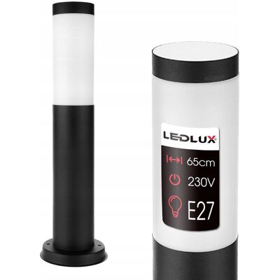LEDLUX Lampa Ogrodowa Stojąca Słupek Oświetleniowy do LED E27 65cm IP44 Czarna LEDLUX Lampa Ogrodowa Stojąca Słupek Oświetleniowy do LED E27 65cm IP44 Czarna