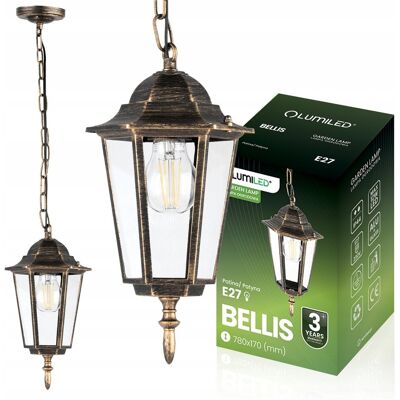Lampa Ogrodowa Wisząca Zewnętrzna E27 LATARNIA Patyna BELLIS LUMILED Lampa Ogrodowa Wisząca Zewnętrzna E27 LATARNIA Patyna BELLIS LUMILED