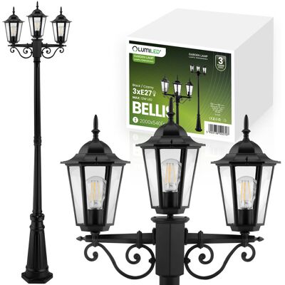 Lampa Ogrodowa Zewnętrzna 3Xe27 Słupek Latarnia 2M Czarna Bellis Lumiled Lampa Ogrodowa Zewnętrzna 3Xe27 Słupek Latarnia 2M Czarna Bellis Lumiled