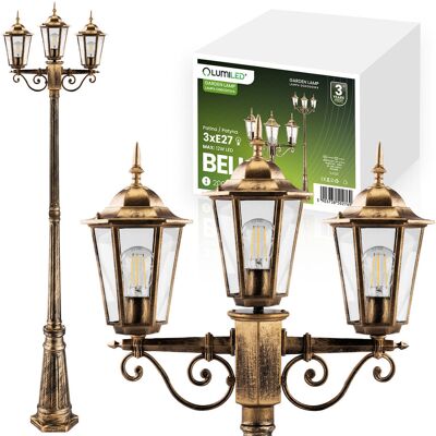 Lampa Ogrodowa Zewnętrzna 3xE27 SŁUPEK LATARNIA 2m Patyna BELLIS LUMILED Lampa Ogrodowa Zewnętrzna 3xE27 SŁUPEK LATARNIA 2m Patyna BELLIS LUMILED