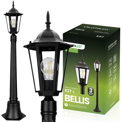 Lampa Ogrodowa Zewnętrzna E27 SŁUPEK LATARNIA 1m Czarna BELLIS LUMILED Lampa Ogrodowa Zewnętrzna E27 SŁUPEK LATARNIA 1m Czarna BELLIS LUMILED