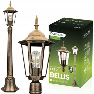 Lampa Ogrodowa Zewnętrzny E27 Niski Słupek Latarnia 1M Patyna Bellis Lumiled Lampa Ogrodowa Zewnętrzny E27 Niski Słupek Latarnia 1M Patyna Bellis Lumiled