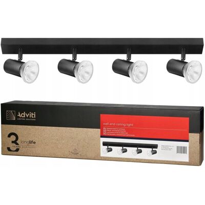 Adviti Lampa Ścienna Sufitowa Kinkiet LED 4x E27 Szyna Listwa Regulowana Ruchoma Adviti Lampa Ścienna Sufitowa Kinkiet LED 4x E27 Szyna Listwa Regulowana Ruchoma