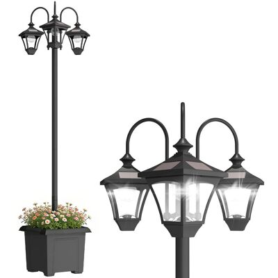 Lampa Stojąca Solarna Outsunny Z Doniczką, Regulowana Wysokość 185 Cm, Zewnętrzna Lampa Ogrodowa Z 3 Głowicami, Przełącznikiem Sterującym Oświetleni.. Lampa Stojąca Solarna Outsunny Z Doniczką, Regulowana Wysokość 185 Cm, Zewnętrzna Lampa Ogrodowa Z 3 Głowicami, Przełącznikiem Sterującym Oświetleni..