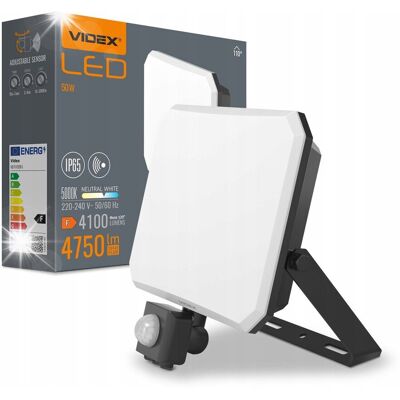 Videx Lampa zewn reflektor 50W z CZUJNIK-IEM ZMIERZCHU RUCHU IK07 5000K 4750Lm Videx Lampa zewn reflektor 50W z CZUJNIK-IEM ZMIERZCHU RUCHU IK07 5000K 4750Lm