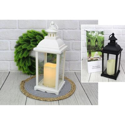 7&7 Lampion, Latarnia Szkło-Plastik Led Z Jedną Swiecą Mix Biały I Czarny 35X13 Cm Ae-7293 7&7 Lampion, Latarnia Szkło-Plastik Led Z Jedną Swiecą Mix Biały I Czarny 35X13 Cm Ae-7293