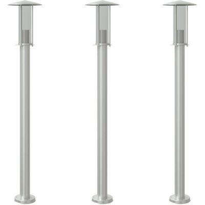 VMP Lampy ogrodowe na słupku, 3 szt., srebrne, 100 cm, stal VMP Lampy ogrodowe na słupku, 3 szt., srebrne, 100 cm, stal