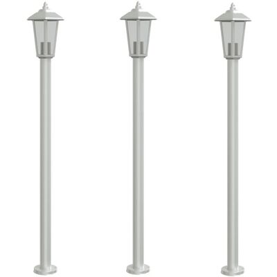 VMP Lampy ogrodowe na słupku, 3 szt., srebrne, 120 cm, stal VMP Lampy ogrodowe na słupku, 3 szt., srebrne, 120 cm, stal