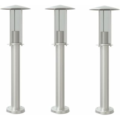 VMP Lampy ogrodowe na słupku, 3 szt., srebrne, 60 cm, stal VMP Lampy ogrodowe na słupku, 3 szt., srebrne, 60 cm, stal