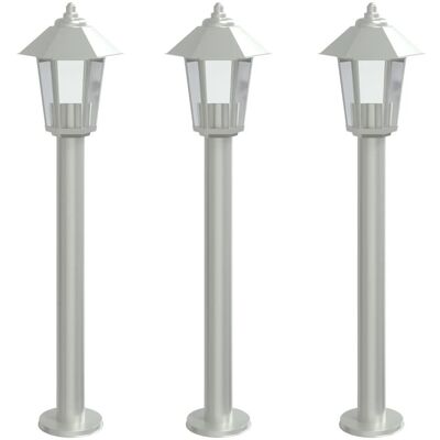 VMP Lampy ogrodowe na słupku, 3 szt., srebrne, 80 cm, stal VMP Lampy ogrodowe na słupku, 3 szt., srebrne, 80 cm, stal