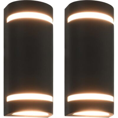 vidaXL Zestaw zewnętrznych świateł ściennych 2x 35W Czarny - Lampy ogrodowe półkola vidaXL Zestaw zewnętrznych świateł ściennych 2x 35W Czarny - Lampy ogrodowe półkola