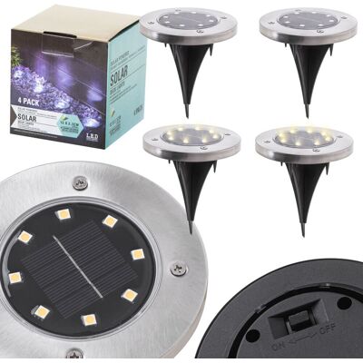 Artemis Lampy Solarne Ogrodowe Wbijane Najazdowe Gruntowe 8LED Zimny Biały 4 Sztuki Artemis Lampy Solarne Ogrodowe Wbijane Najazdowe Gruntowe 8LED Zimny Biały 4 Sztuki