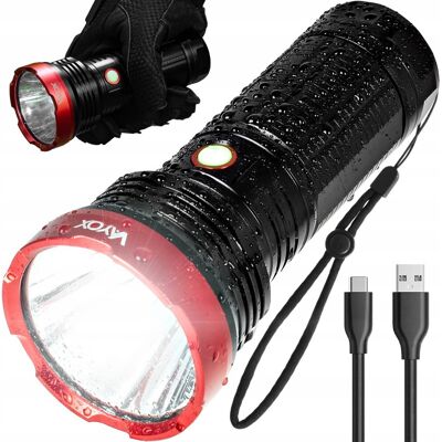 Latarka Led Taktyczna Akumulatorowa Usb C Lampa Szperacz 2000Lm Pro Vayox Latarka Led Taktyczna Akumulatorowa Usb C Lampa Szperacz 2000Lm Pro Vayox