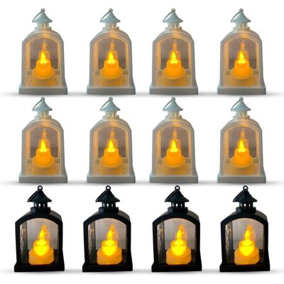 Inny producent Latarnia Świeca LED Dekoracyjna Wisząca Lampa 15 cm Czarna i Biała 12 sztuk Inny producent Latarnia Świeca LED Dekoracyjna Wisząca Lampa 15 cm Czarna i Biała 12 sztuk