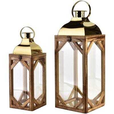 Mondex LEVI GOLD Komplet 2 latarni20x20x53 cm/15x15x41,5 cm Mondex LEVI GOLD Komplet 2 latarni20x20x53 cm/15x15x41,5 cm