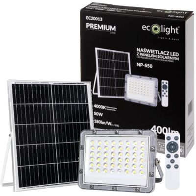 Ecolight Naświetlacz Solarny LED 4000K 50W Sterowany Pilot Ecolight Naświetlacz Solarny LED 4000K 50W Sterowany Pilot