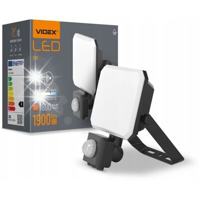 Naświetlacz z czujnikiem ruchu LED VIDEX czarny 5000K 1900lm 20W IP65 IK07 Naświetlacz z czujnikiem ruchu LED VIDEX czarny 5000K 1900lm 20W IP65 IK07
