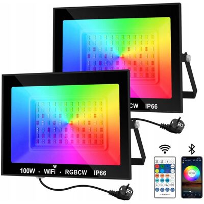 Inny producent NATPOW LED Reflektor Zewnętrzny 100W RGB Pilot Bluetooth IP66 2 Sztuki Inny producent NATPOW LED Reflektor Zewnętrzny 100W RGB Pilot Bluetooth IP66 2 Sztuki