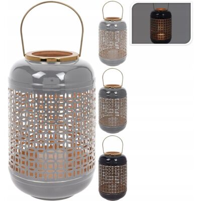 Home Styling Collection Ozdobna latarnia szaro - złota Home Styling Collection Ozdobna latarnia szaro - złota
