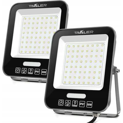 Tavaler Reflektor LED zewnętrzny 50 W, naświetlacz 5500 LM IP66 Zestaw 2 Sztuki Tavaler Reflektor LED zewnętrzny 50 W, naświetlacz 5500 LM IP66 Zestaw 2 Sztuki