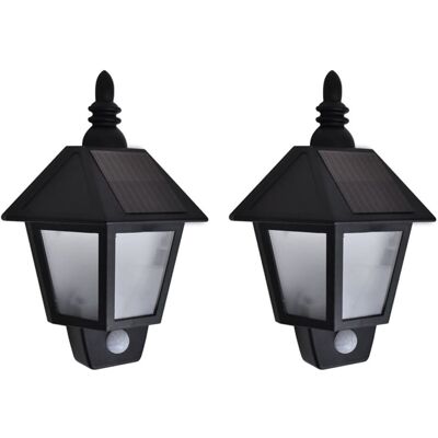 VMP Ścienne lampy solarne, 2 szt., z detektorem ruchu, czarne VMP Ścienne lampy solarne, 2 szt., z detektorem ruchu, czarne