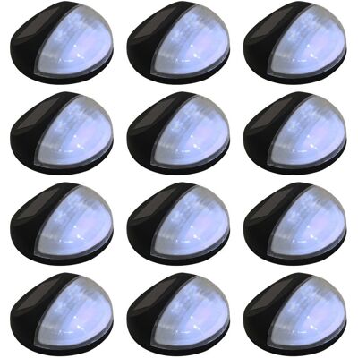 VMP Ścienne lampy solarne LED na zewnątrz, 12 szt, okrągłe, czarne VMP Ścienne lampy solarne LED na zewnątrz, 12 szt, okrągłe, czarne