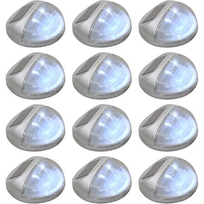 VMP Ścienne lampy solarne LED na zewnątrz, 12 szt, okrągłe, srebrne VMP Ścienne lampy solarne LED na zewnątrz, 12 szt, okrągłe, srebrne