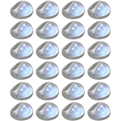 VMP Solarne lampy ścienne LED do ogrodu, 24 szt., okrągłe, srebrne VMP Solarne lampy ścienne LED do ogrodu, 24 szt., okrągłe, srebrne