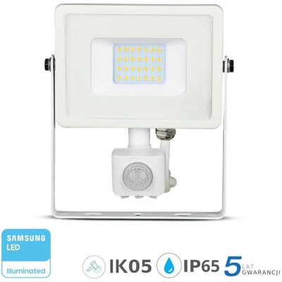 V-TAC, Samsung, Naświetlacz halogen LED, 20W, Czujnik Ruchu Biały VT-20-S ciepły, 1600lm V-TAC, Samsung, Naświetlacz halogen LED, 20W, Czujnik Ruchu Biały VT-20-S ciepły, 1600lm