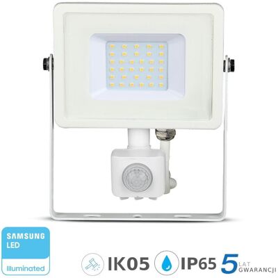 V-TAC, Samsung, Naświetlacz halogen LED, 30W, Czujnik Ruchu Biały VT-30-S ciepły, 2400lm V-TAC, Samsung, Naświetlacz halogen LED, 30W, Czujnik Ruchu Biały VT-30-S ciepły, 2400lm