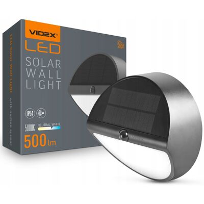 Kinkiet solarny okrągły LED z czujnikiem ruchu 500lm IP54 BHSO Videx Kinkiet solarny okrągły LED z czujnikiem ruchu 500lm IP54 BHSO Videx