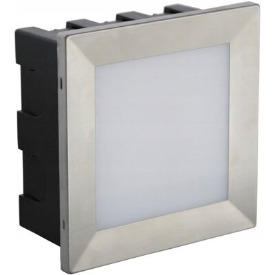 Lampa elewacyjna wpuszczana schodowa LED srebrna kwadratowa IP65 SU-MA Lampa elewacyjna wpuszczana schodowa LED srebrna kwadratowa IP65 SU-MA
