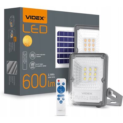 Videx LAMPA HALOGEN SOLARNY 20W 5000K czujnik ruch PILOT Videx LAMPA HALOGEN SOLARNY 20W 5000K czujnik ruch PILOT