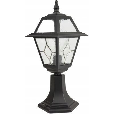 Lampa stojąca zewnętrzna retro 47 cm czarna witrażowe szkło IP43 SU-MA Lampa stojąca zewnętrzna retro 47 cm czarna witrażowe szkło IP43 SU-MA