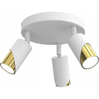 Lampa sufitowa biała złota okrągła 3 reflektorki ruchome ozdobna Luminex Lampa sufitowa biała złota okrągła 3 reflektorki ruchome ozdobna Luminex
