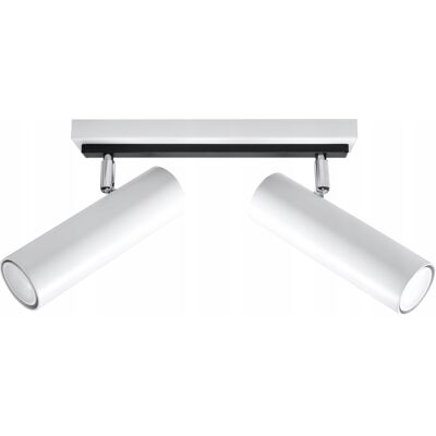 SOLLUX LIGHTING Lampa sufitowa podwójna biała chrom reflektorki regulowane 2 pkt Sollux SOLLUX LIGHTING Lampa sufitowa podwójna biała chrom reflektorki regulowane 2 pkt Sollux