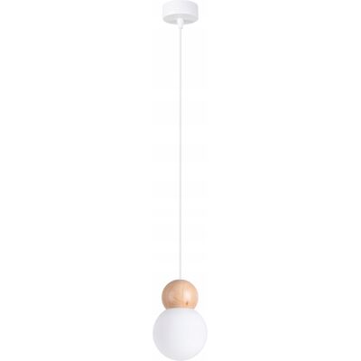 SOLLUX LIGHTING Lampa wisząca biała drewniana szklana biała kula nad stół wyspę Sollux SOLLUX LIGHTING Lampa wisząca biała drewniana szklana biała kula nad stół wyspę Sollux
