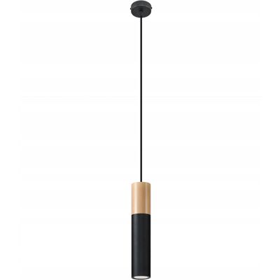 SOLLUX LIGHTING Lampa Wisząca Sollux PABLO Czarna, Metal, Drewno, 1xGU10, Regulacja SOLLUX LIGHTING Lampa Wisząca Sollux PABLO Czarna, Metal, Drewno, 1xGU10, Regulacja