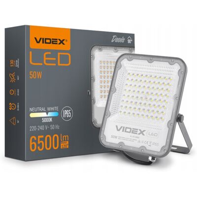 Naświetlacz halogen 50W neutralne światło 5000K 6500lm IP65 DAVIS Videx Naświetlacz halogen 50W neutralne światło 5000K 6500lm IP65 DAVIS Videx
