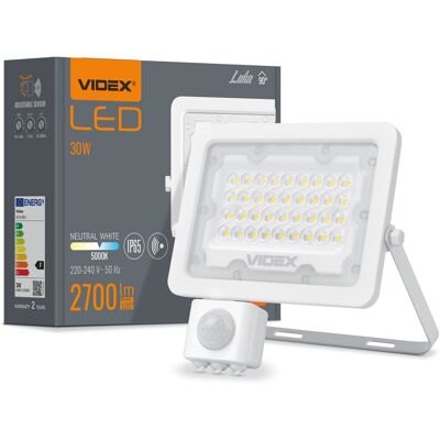 Naświetlacz LED 30W 2700lm 5000K PIR IP65 Videx Naświetlacz LED 30W 2700lm 5000K PIR IP65 Videx