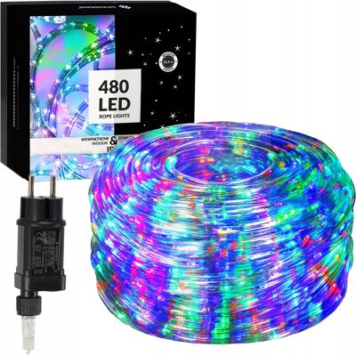 Springos Wąż Świetlny Zewnętrzny 480 Led Lampki Multikolor 20m Świecący Taśma Ip44 Springos Wąż Świetlny Zewnętrzny 480 Led Lampki Multikolor 20m Świecący Taśma Ip44