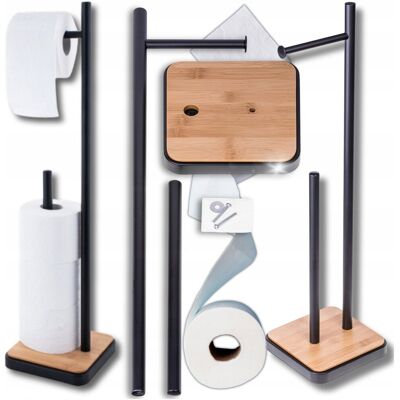 Zlaro Bambusowy stojak na papier toaletowy uchwyt czarny loft nowoczesny solidny Zlaro Bambusowy stojak na papier toaletowy uchwyt czarny loft nowoczesny solidny
