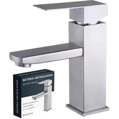 Bateria umywalkowa łazienkowa nablatowa DELVANT SQUARE NISKA SREBRNA Bateria umywalkowa łazienkowa nablatowa DELVANT SQUARE NISKA SREBRNA