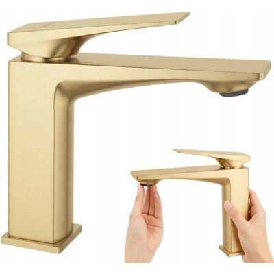 Bateria Umywalkowa Rea Prime Złota Szczotkowana Elegancka Niska Premium Bateria Umywalkowa Rea Prime Złota Szczotkowana Elegancka Niska Premium